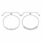 Set of 2 Butterfly & Love Knot CZ Bolo Bracelet Set Sterling Silver Adjustable