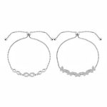 Set of 2 Butterfly & Love Knot CZ Bolo Bracelet Set Sterling Silver Adjustable