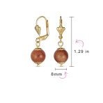 Set of 2 Round Brown Goldstone Black Onyx Drop Ball Earrings - Image 4