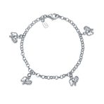 5 Dangling Good Luck Elephant Charm Bracelet Sterling Silver