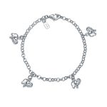 5 Dangling Good Luck Elephant Charm Bracelet Sterling Silver