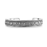 Bali Style Lucky Multi Elephant Bangle Cuff Bracelet Solid Heavy Oxidized .925 Sterling Silver