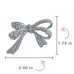 Victorian Style Large Statement Crystal Fashion Bow Brooch Pin Silver Plated - Image 8