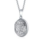 Embossed Floral Sunflower Photo Oval Locket Necklace Pendant .925 Sterling Silver