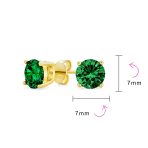 1-2 CT Round CZ Stud Earrings in Pink Red Blue Brown Green Gold Plated Silver - Image 16