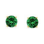 1-2 CT Round CZ Stud Earrings in Pink Red Blue Brown Green Gold Plated Silver - Image 8