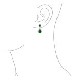Classic Bridal Cocktail Halo Cubic Zirconia Blue CZ Double Solitaire Teardrop Dangle Clip On Earrings - Image 25