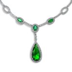 Oval Fashion Collar Necklace with Blue or Green Simulated Gemstone Teardrop - Image 4