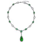 Oval Fashion Collar Necklace with Blue or Green Simulated Gemstone Teardrop - Image 2