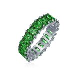 Art Deco Style CZ Cubic Zirconia Baguette Eternity Band Ring Sterling Silver - Image 4