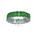 Art Deco Style CZ Cubic Zirconia Baguette Eternity Band Ring Sterling Silver - Image 11