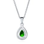 5CT Solitaire Teardrop Halo Sapphire Blue CZ Pendant Necklace Silver Plated - Image 8