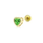 Tiny Cubic Zirconia Heart Cartilage Ear Stud 14K Gold Simulated Birthstone 4MM - Image 6