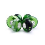 Mixed Set Sterling Silver Core Dark Green Floral Murano Glass Charm Bead Spacer - Image 2
