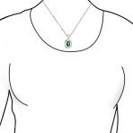 Art Deco Green Baguette CZ Emerald Cut Pendant Necklace - Image 3