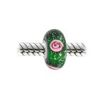 Murano Glass Charm Bead Sterling Silver Core Floral Blue Pink Green Spacer - Image 2