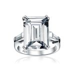10CT Solitaire Emerald-Cut CZ Cubic Zirconia Statement Engagement Ring Gold Plated Sterling Silver