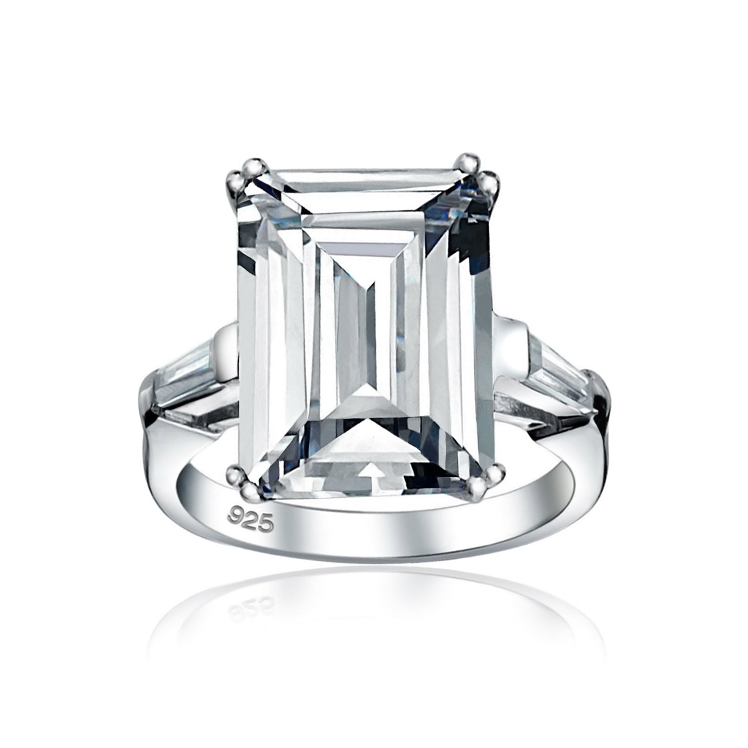 emerald-silver-ring-engagement-solitaire_yc-r7126_1 10CT Solitaire Emerald-Cut CZ Cubic Zirconia Statement Engagement Ring Gold Plated Sterling Silver - Image 1