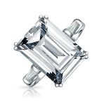 10CT Solitaire Emerald-Cut CZ Cubic Zirconia Statement Engagement Ring Gold Plated Sterling Silver - Image 3