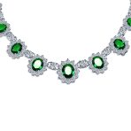 Vintage Estate Style Oval Crown Halo Green Emerald Cubic Zirconia CZ Statement Necklace - Image 5