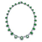 Vintage Estate Style Oval Crown Halo Green Emerald Cubic Zirconia CZ Statement Necklace - Image 2