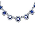 Vintage Estate Style Oval Crown Halo Green Emerald Cubic Zirconia CZ Statement Necklace - Image 4