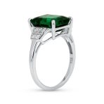 Art Deco Cocktail Statement Engagement Ring 3CT Green Nano Emerald Cut .925 Sterling Silver - Image 2