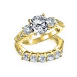 3CT Round Solitaire 3 Stone Engagement Ring Set Cubic Zirconia Past Present Future CZ Sterling Silver