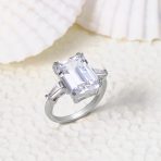 10CT Solitaire Emerald-Cut CZ Cubic Zirconia Statement Engagement Ring Gold Plated Sterling Silver - Image 7