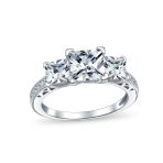 Vintage Style 3CT Princess Cut Past Present Future CZ Engagement Ring Band Set .925 Sterling Silver - Image 3