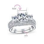 Vintage Style 3CT Princess Cut Past Present Future CZ Engagement Ring Band Set .925 Sterling Silver - Image 5
