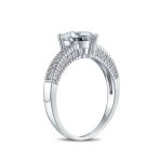 Classic 2CT Heart Shaped Engagement Ring with CZ Pave Band in Sterling Silver - Image 2