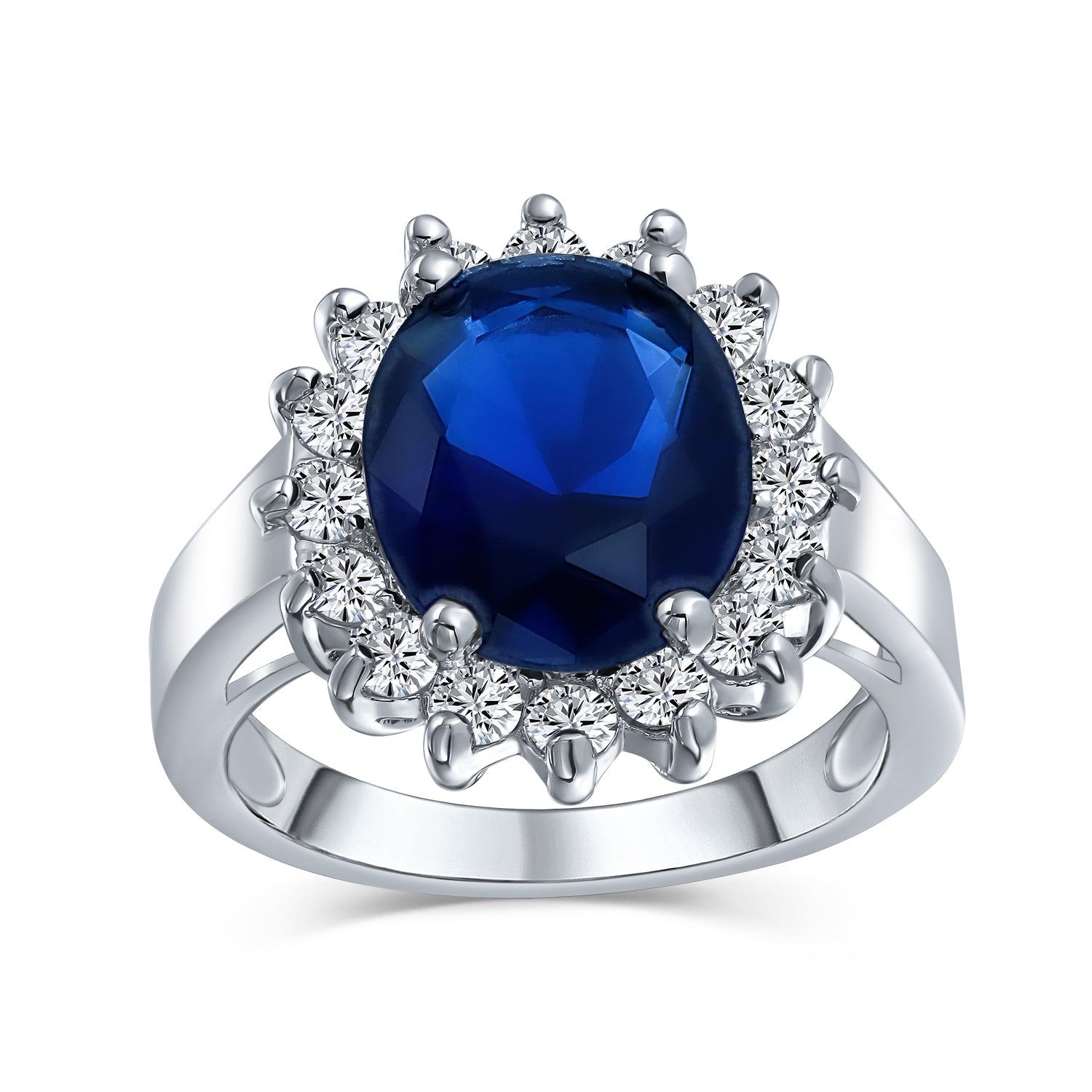 engagement-ring-sapphire-silver-cz_jg-r08145rr_1 Classic 5CT Blue CZ Sapphire Cubic Zirconia Halo Engagement Ring Silver Plated - Image 1