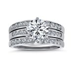 3.5CT Solitaire CZ 3 Row Enhancer Guard Engagement Ring Band Set Sterling Silver