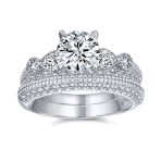 Vintage Art Deco Cocktail Statement Ring 3CT CZ 3 Stone Sterling Silver Band