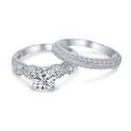 Vintage Art Deco Cocktail Statement Ring 3CT CZ 3 Stone Sterling Silver Band - Image 2