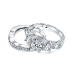 Vintage Style 3CTW CZ Cubic Zirconia Past Present Future 3-Stone Engagement Ring Set Sterling Silver - Image 2