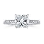 Classic 2.5CT CZ Square Princess Cut Solitaire Engagement Ring Sterling Silver Cubic Zirconia Pave Band