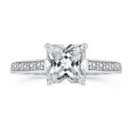 Classic 2.5CT CZ Square Princess Cut Solitaire Engagement Ring Sterling Silver Cubic Zirconia Pave Band