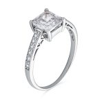 Classic 2.5CT CZ Square Princess Cut Solitaire Engagement Ring Sterling Silver Cubic Zirconia Pave Band - Image 3