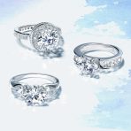Timeless 3CT CZ Solitaire Round Engagement Ring with Trillion Side Stones Silver - Image 4