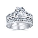Classic 3CT Solitaire Cubic Zirconia CZ Engagement Ring Band Set .925 Sterling Silver