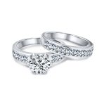 Classic 3CT Solitaire Cubic Zirconia CZ Engagement Ring Band Set .925 Sterling Silver - Image 2