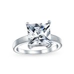 Classic 3CT Princess Cut Cubic Zirconia Solitaire Engagement Ring .925 Sterling Silver