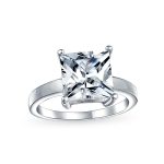 Classic 3CT Princess Cut Cubic Zirconia Solitaire Engagement Ring .925 Sterling Silver