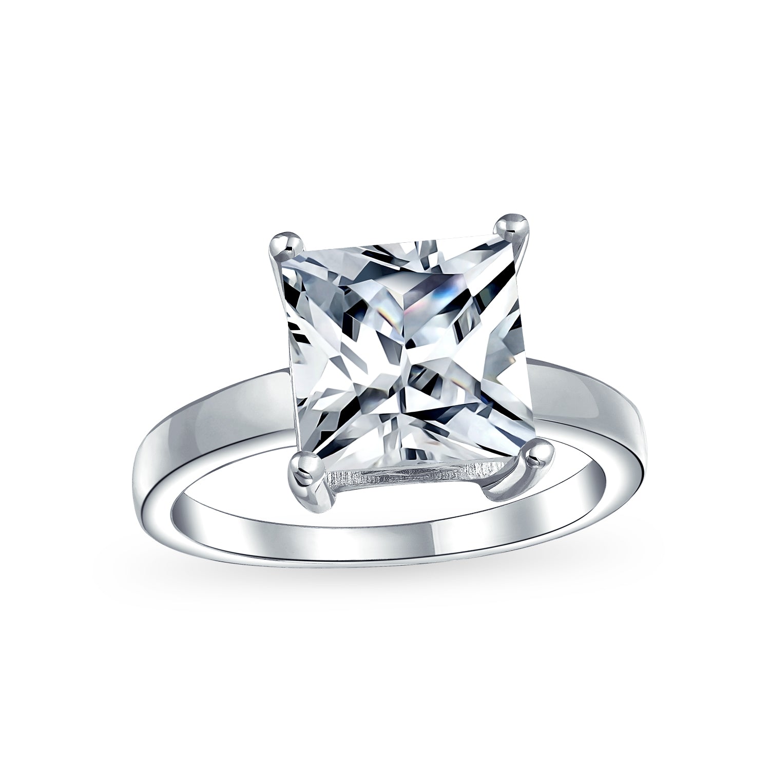 engagement-silver-3ct-square-ring-cz_pk-newitem28501701_1 Classic 3CT Princess Cut Cubic Zirconia Solitaire Engagement Ring .925 Sterling Silver - Image 1