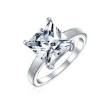 Classic 3CT Princess Cut Cubic Zirconia Solitaire Engagement Ring .925 Sterling Silver - Image 2