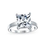 Classic 3CT Princess Cut Cubic Zirconia Solitaire Engagement Ring .925 Sterling Silver - Image 4
