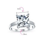 Classic 3CT Princess Cut Cubic Zirconia Solitaire Engagement Ring .925 Sterling Silver - Image 5