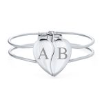 Romantic Friendship Love Split Heart Bracelet Bangle Cuff Bracelet - Image 5